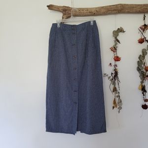 Blue plaid midi skirt